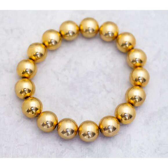 6 inch, Vintage Gold Tone Sphere Ball Victorian Ladies Beaded Bracelet - C9 - Picture 1 of 3
